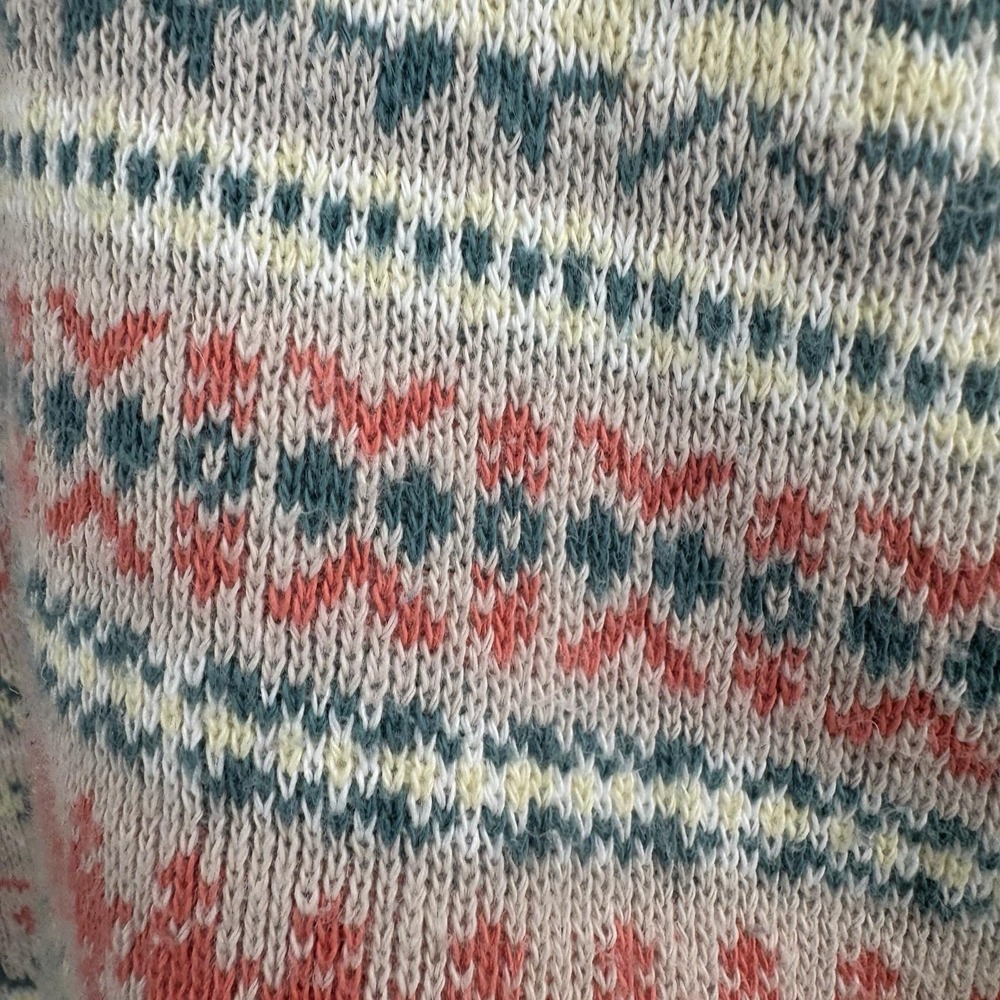Vtg 90s Weathervane knit‎ polo sweater M beige Fair Isle grandpacore retro - Picture 10 of 12